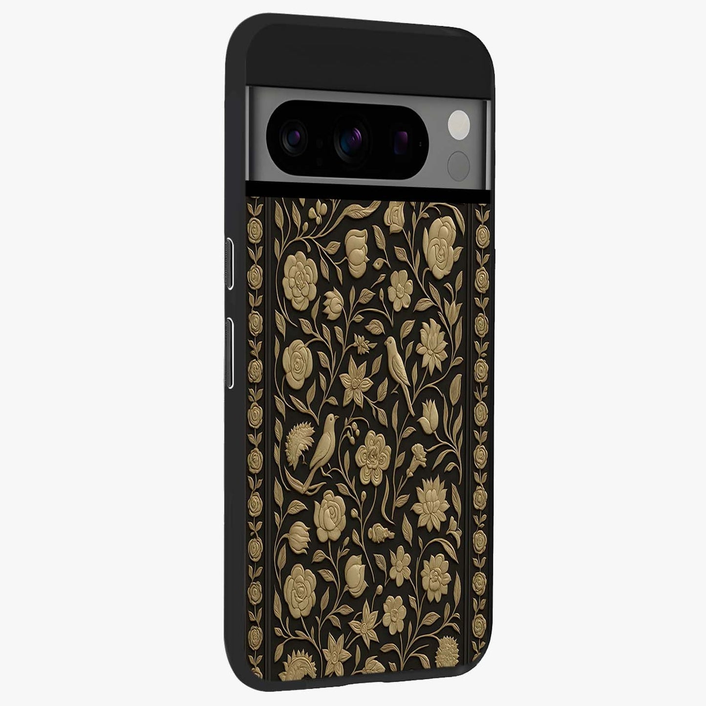 Golden Evil Eye Mandala Glass Case upright view showcasing decorative evil eye mandala artwork with spiritual aesthetic style.