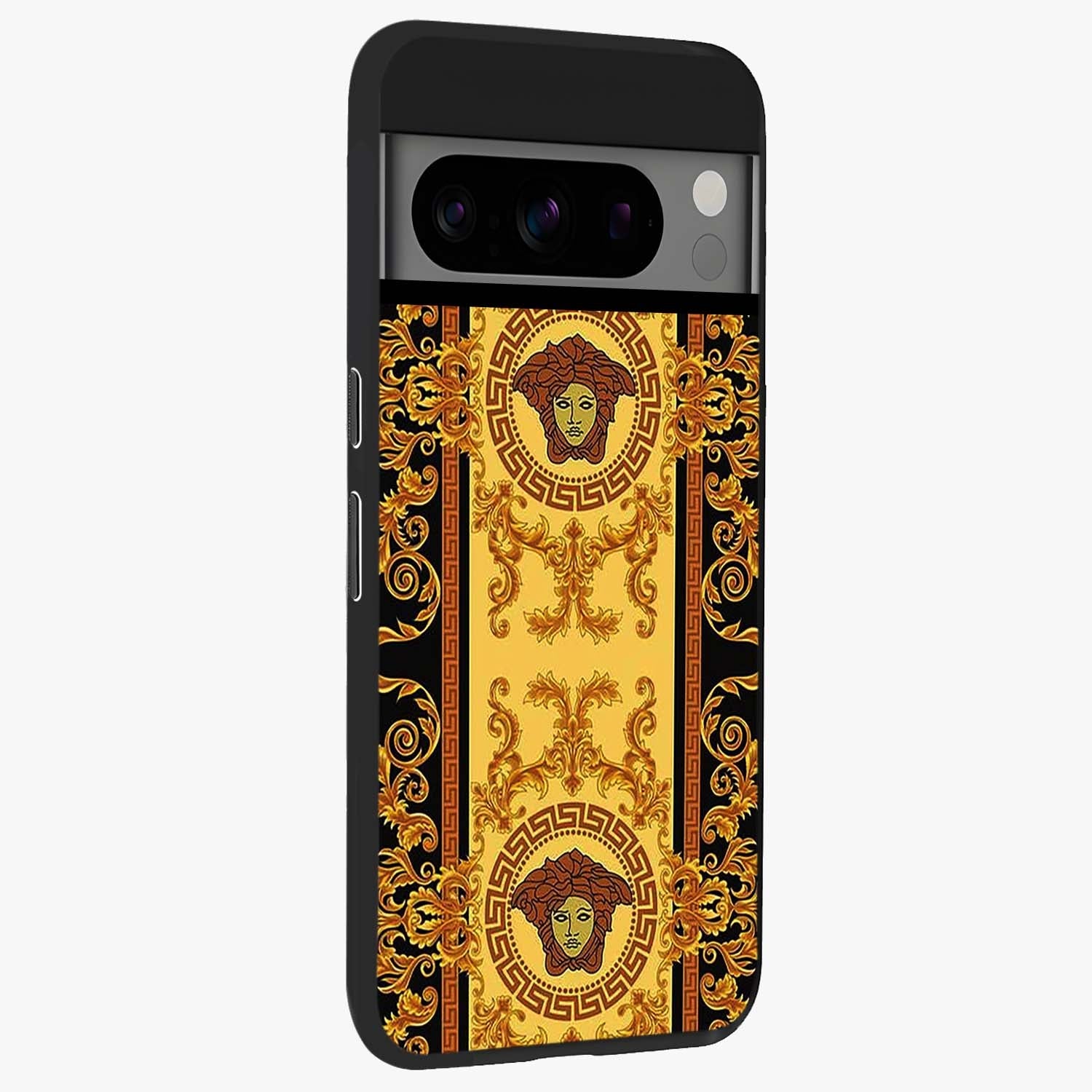 Golden Lotus Glow Glass Case upright view showcasing luminous lotus artwork with peaceful divine theme.