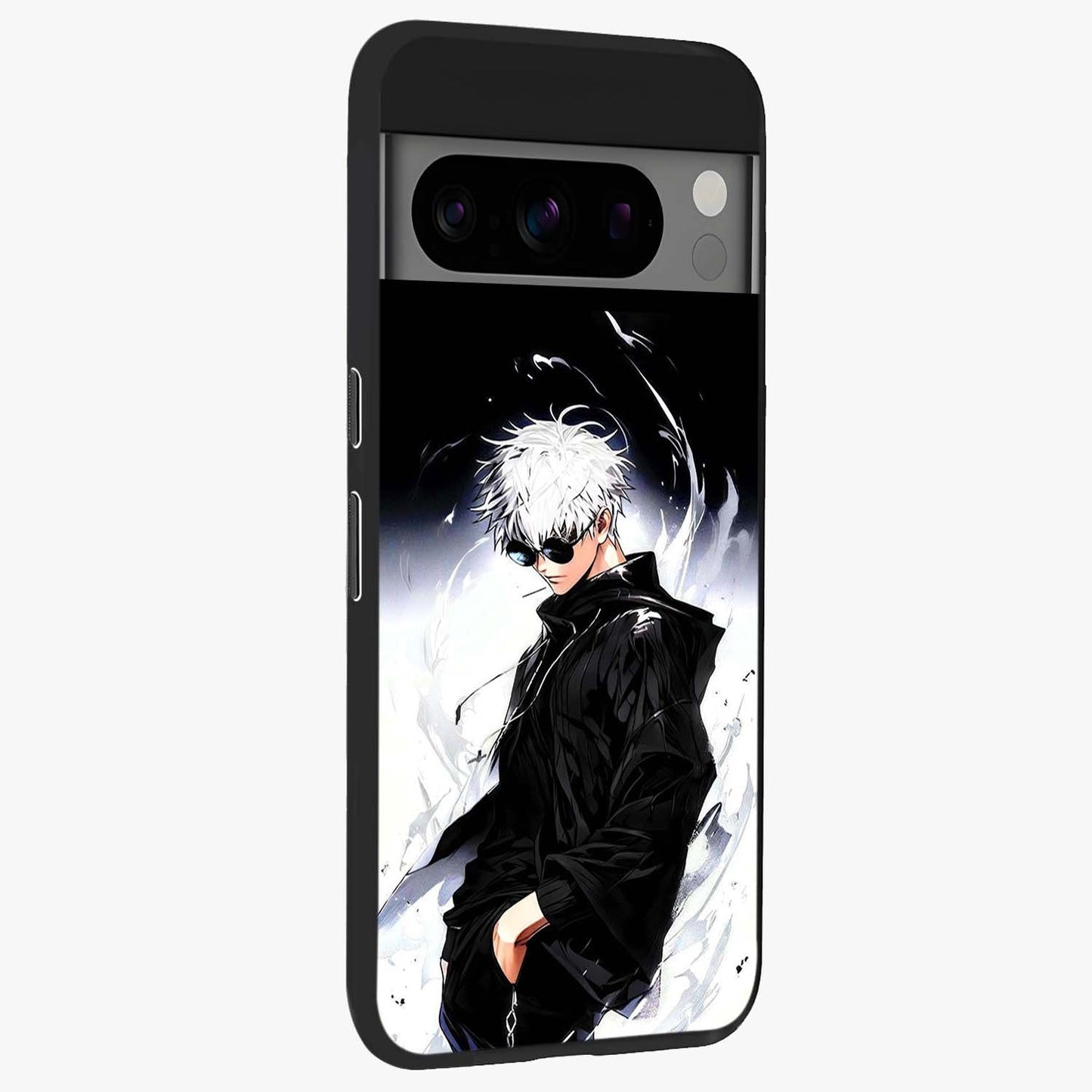 Limitless Shadow King Glass Case upright view showcasing bold shadow warrior artwork with epic fantasy theme.