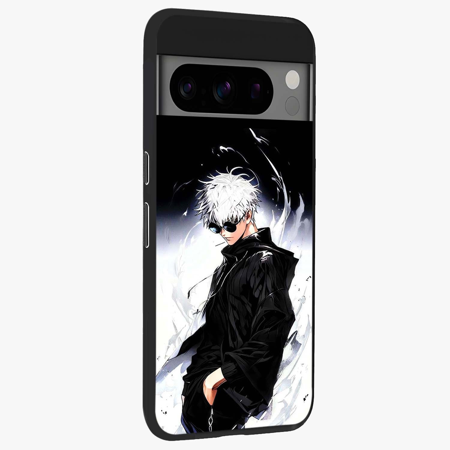 Limitless Shadow King Glass Case upright view showcasing bold shadow warrior artwork with epic fantasy theme.