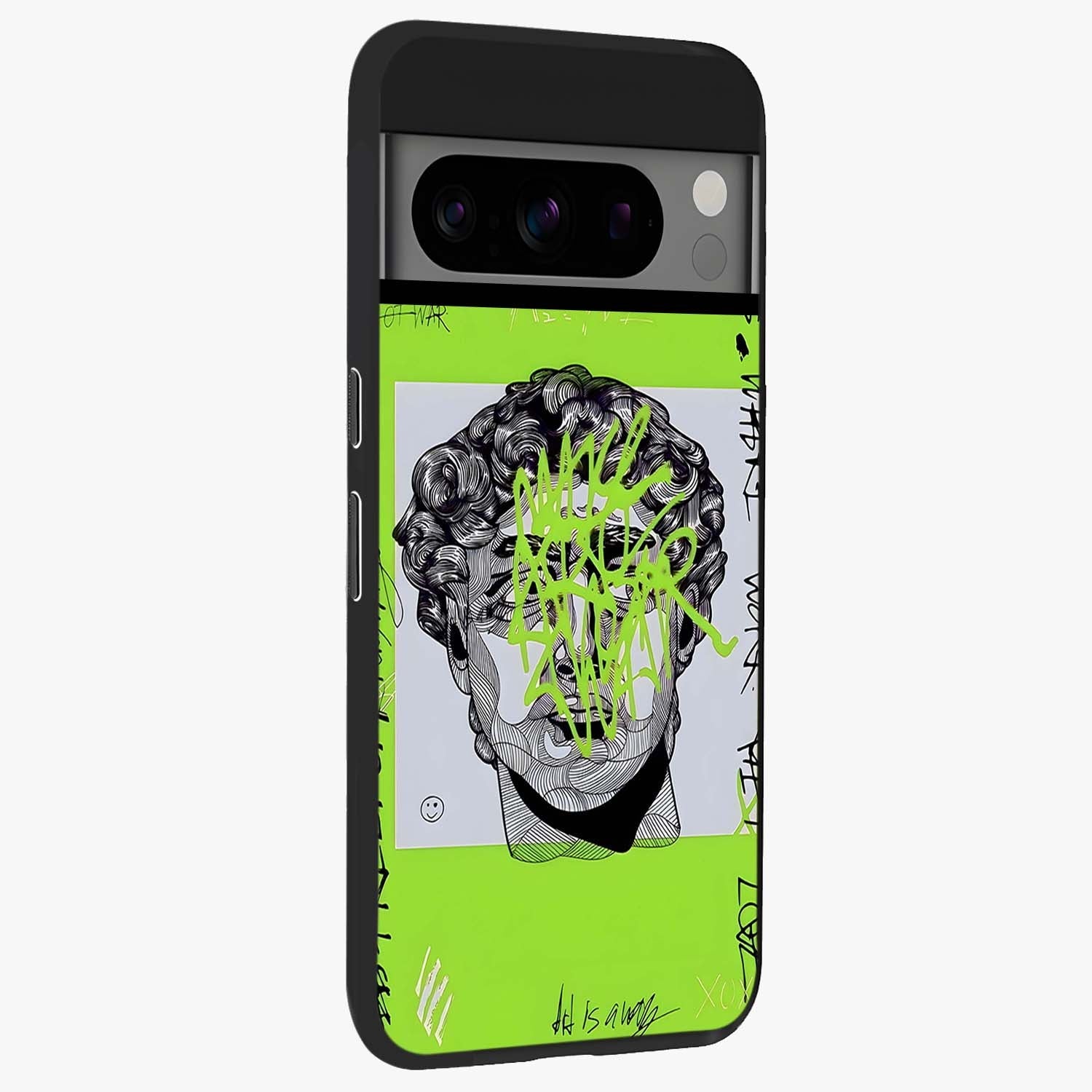 Neo Graffiti Rebellion Glass Case upright view showcasing colorful graffiti artwork with bold modern street style.