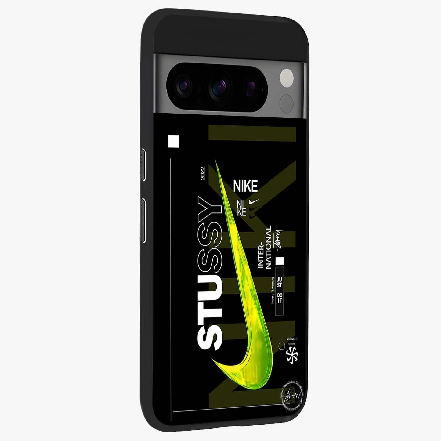 Neon Street Edition Glass Case upright view showcasing colorful neon artwork with modern street culture theme.