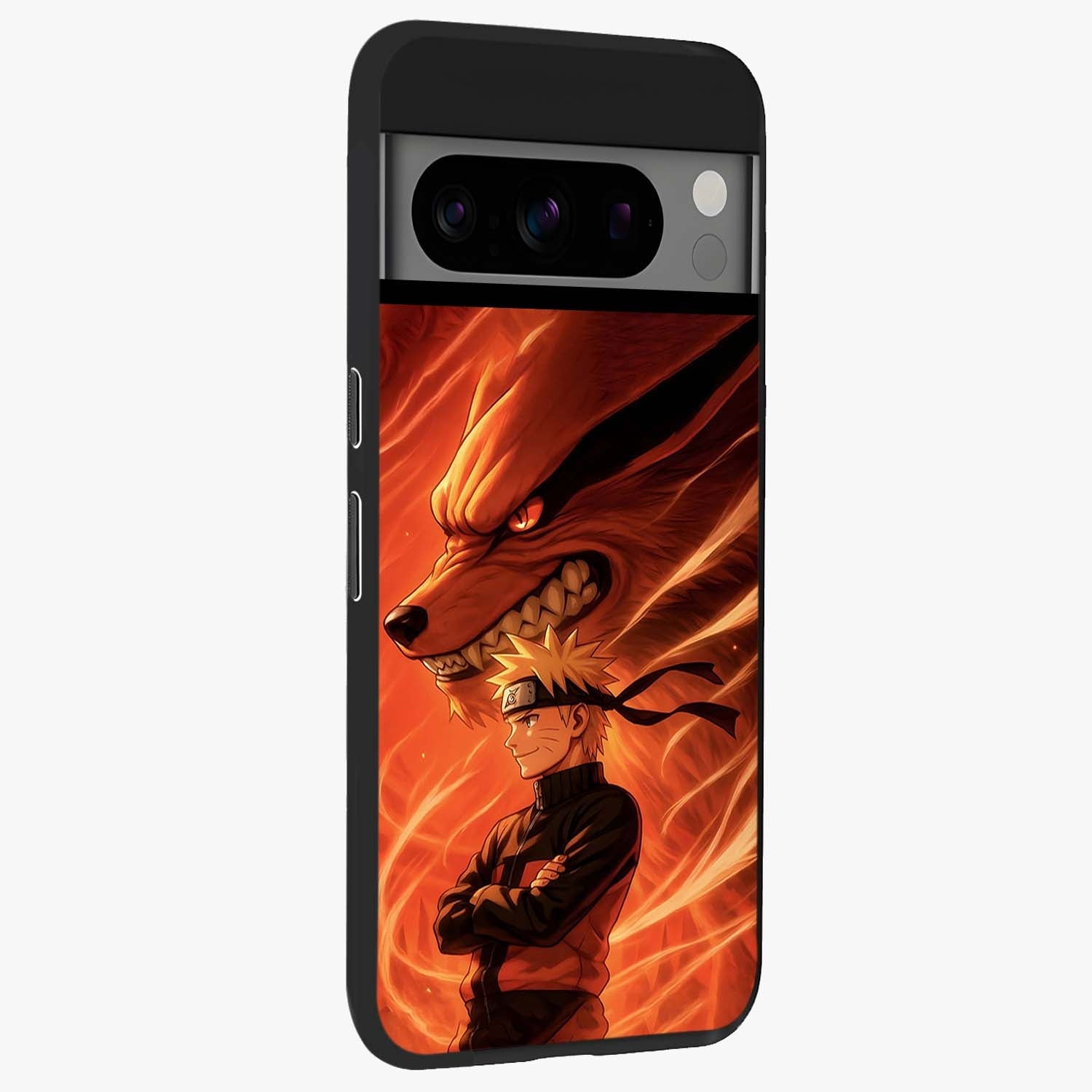 Nine Tails Legacy Glass Case upright view showcasing dramatic nine-tails artwork with intense anime themed design.