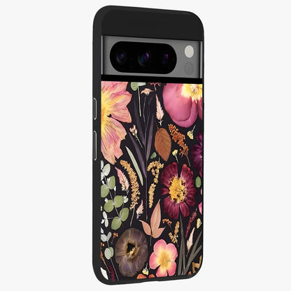 Petal Dream Tapestry Glass Case upright view showcasing detailed floral tapestry artwork with artistic nature theme.