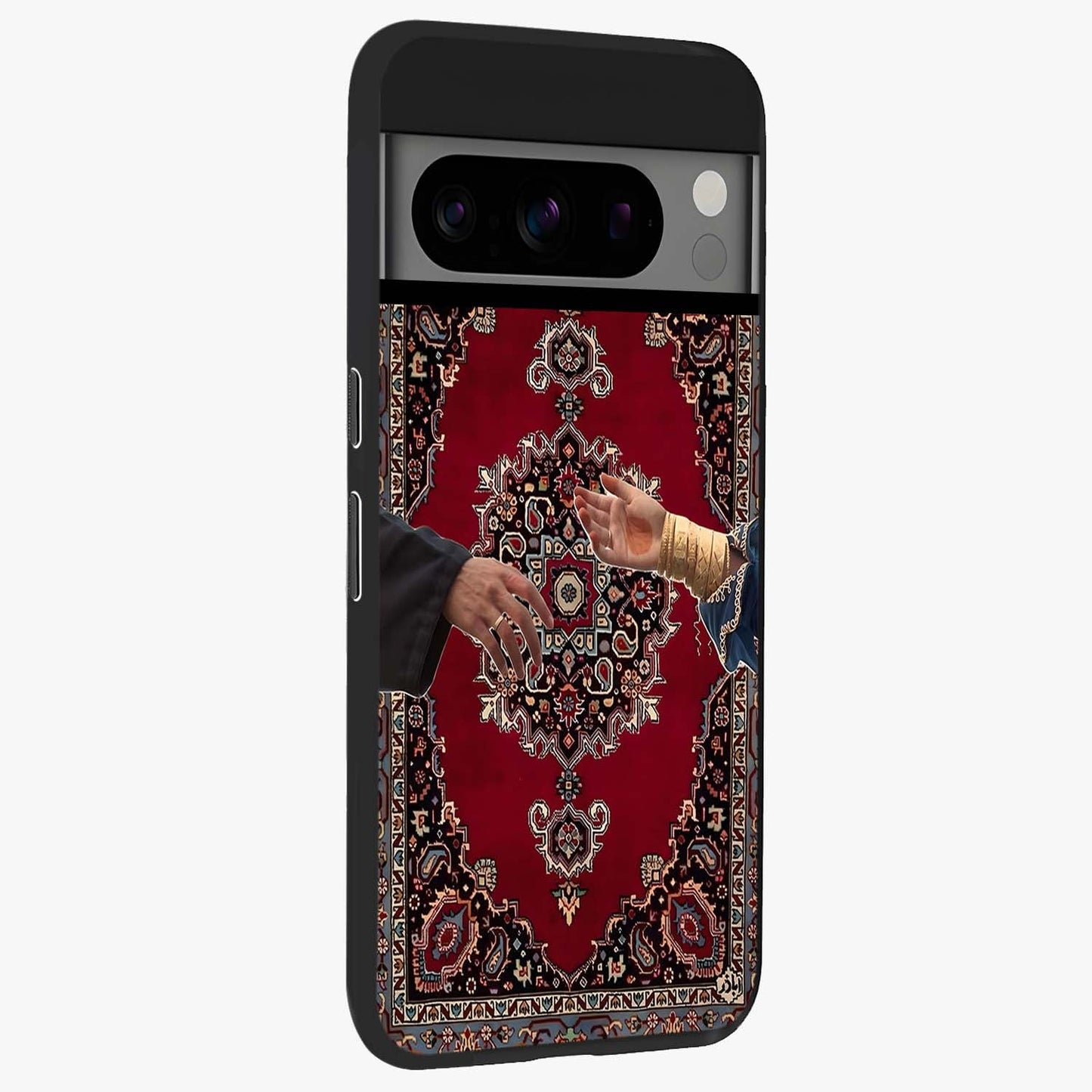 Royal Touch Reach Glass Case upright view showcasing stylish royal inspired artwork with graceful theme.