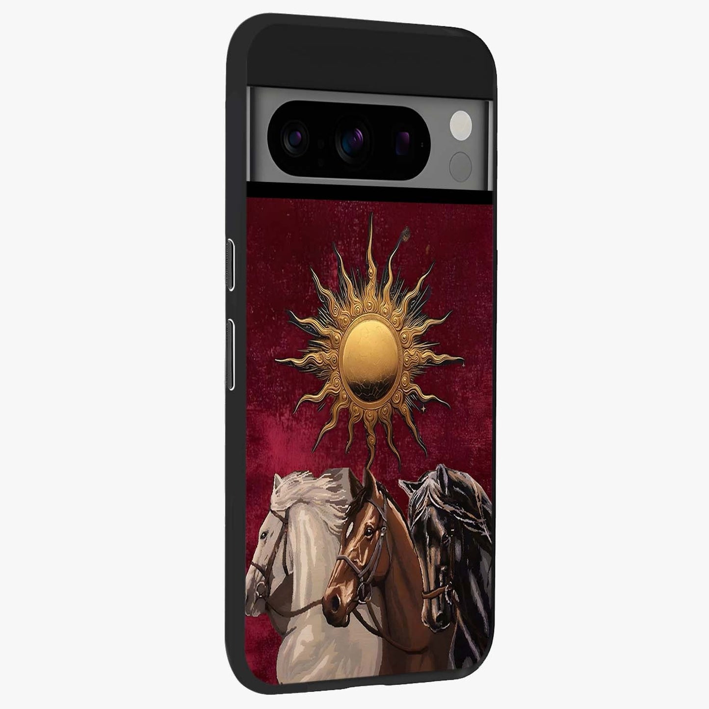 Solar Riders Glass Case upright view showcasing energetic rider artwork with bold adventure theme.