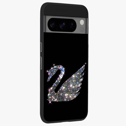 Starlit Swan Grace Glass Case upright view showcasing beautiful swan artwork with peaceful night themed design.