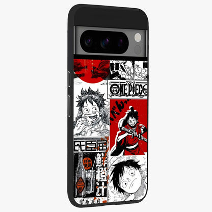 Strawhat Chaos Panels Glass Case upright view showcasing energetic anime artwork with bold adventure theme.