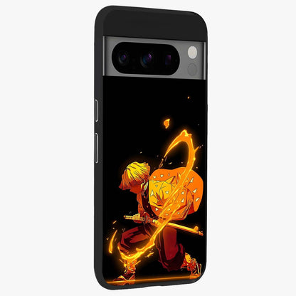 Thunder Flame Execution Glass Case upright view showcasing explosive flame artwork with dynamic action theme.