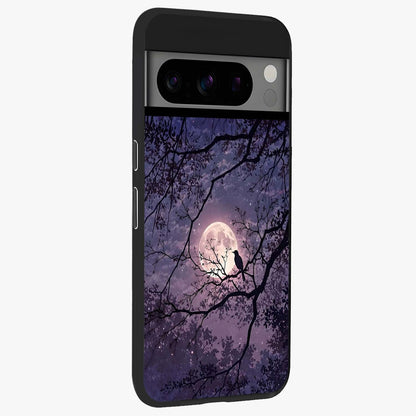 Whispering Moon Silence Glass Case upright view showcasing peaceful moon artwork with tranquil celestial theme.