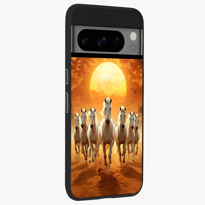 Wild Sunset Majesty Glass Case upright view showcasing dramatic sunset artwork with bold nature theme.