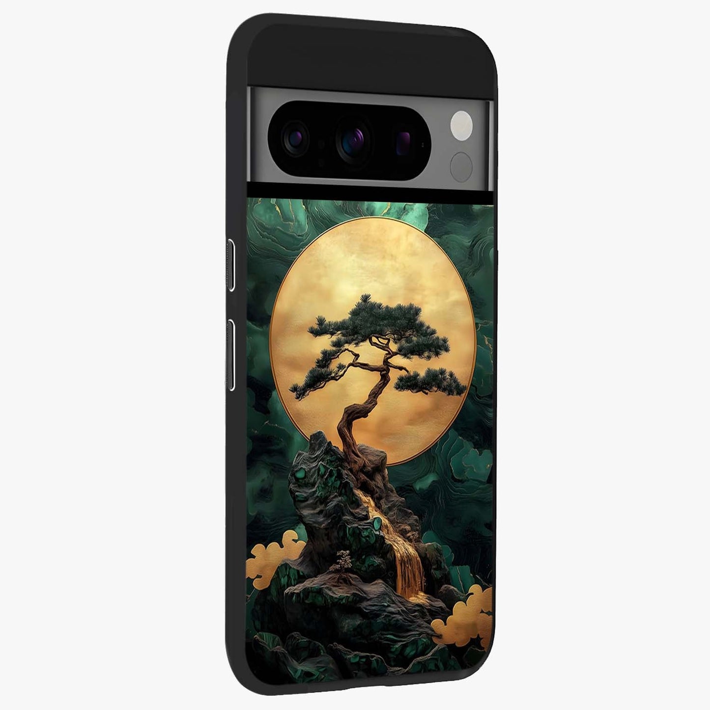 Zen Moon Rise Glass Case upright view showcasing serene moon artwork with tranquil night theme.