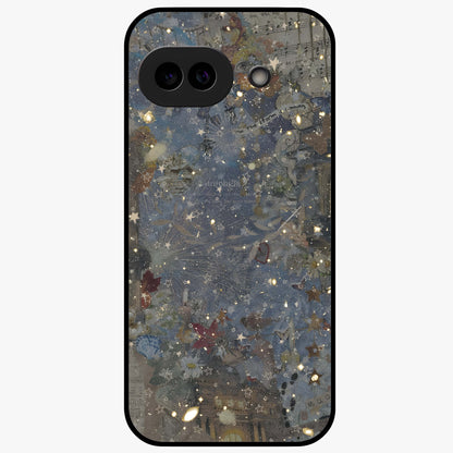 Aesthetic Astrolophia Glass Case showing flat back view with dreamy aesthetic design and glossy glass finish.