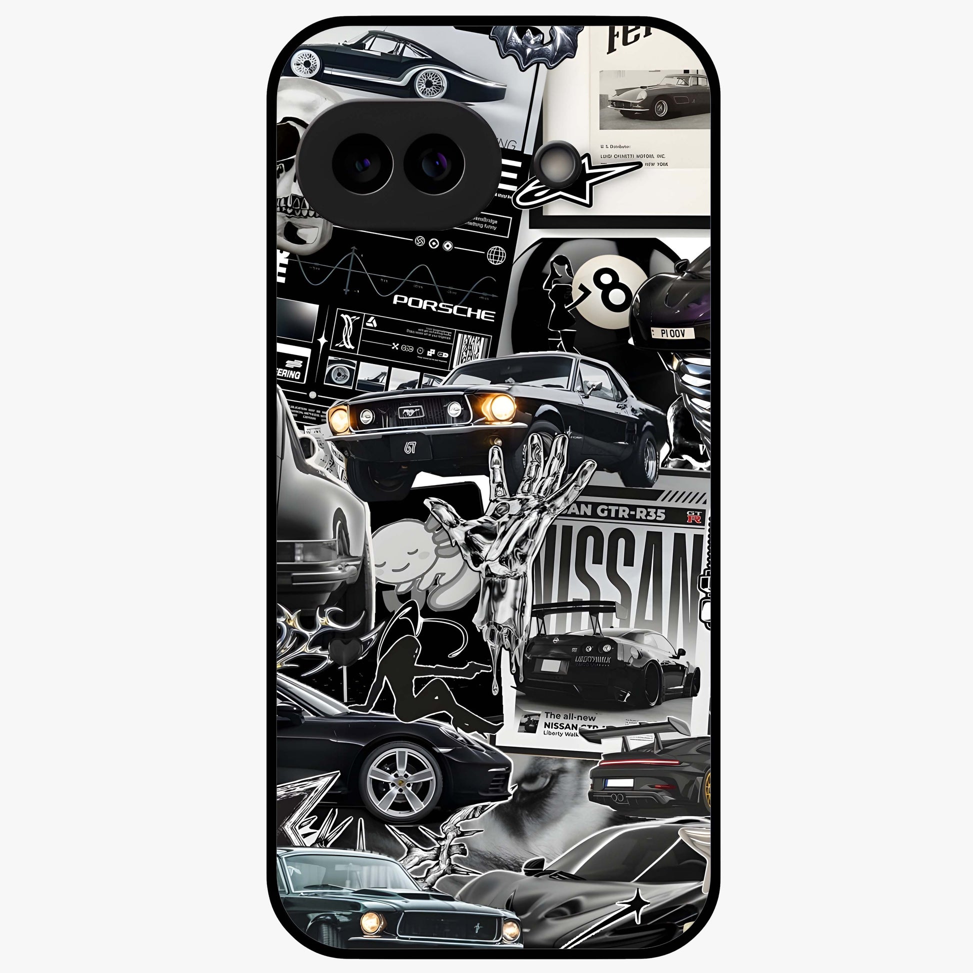 Aesthetic Dark Love Glass Case showing flat back view with dark romantic artwork and glossy glass finish.