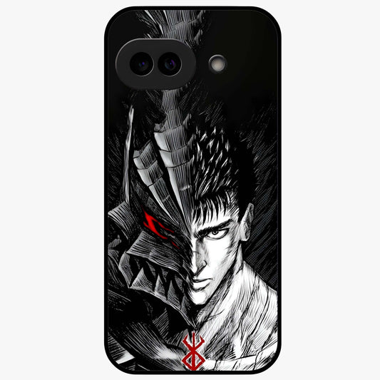 Berserker Blood Oath Glass Case showing flat back view with fierce warrior inspired artwork and glossy glass finish.
