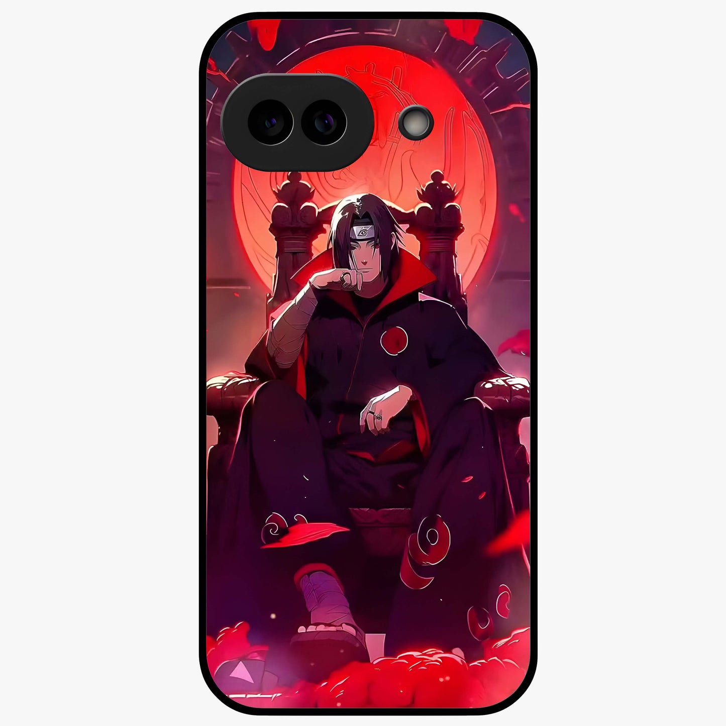 Blood Moon Sovereign Glass Case showing flat back view with mystical blood moon artwork and glossy glass finish.