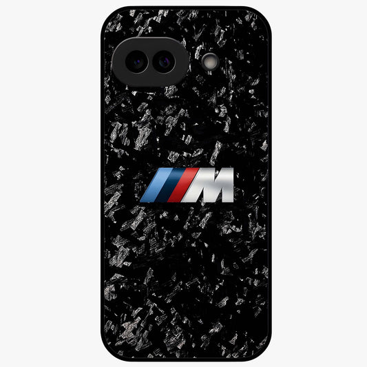 Carbon Speed Mark Glass Case showing flat back view with sporty carbon pattern artwork and glossy glass finish.