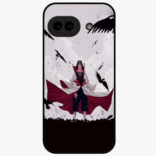 Crimson Crow Ascension Glass Case showing flat back view with mystical crow artwork and glossy glass finish.