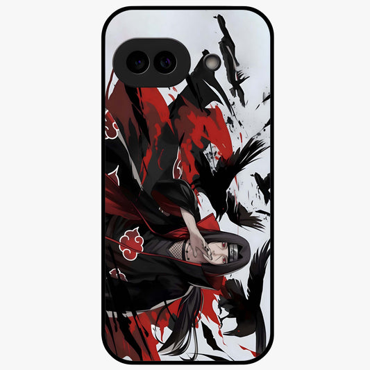 Crimson Crow Illusion Glass Case showing flat back view with artistic crow illusion artwork and glossy glass finish.