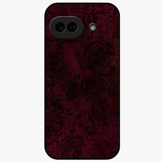 Crimson Fade Flow Glass Case showing flat back view with flowing crimson gradient artwork and glossy glass finish.