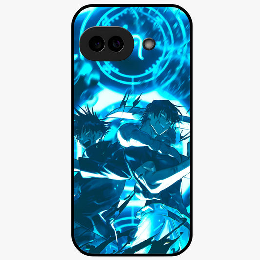 Cursed Energy Clash Glass Case showing flat back view with intense cursed energy artwork and glossy glass finish.