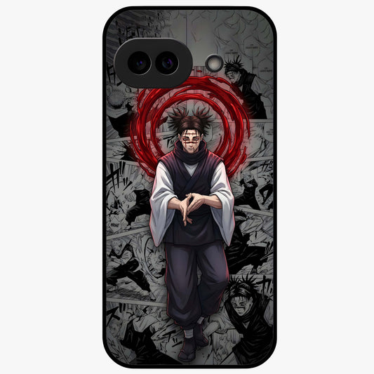 Cursed Ritual Ascension Glass Case showing flat back view with dark ritual themed artwork and glossy glass finish.