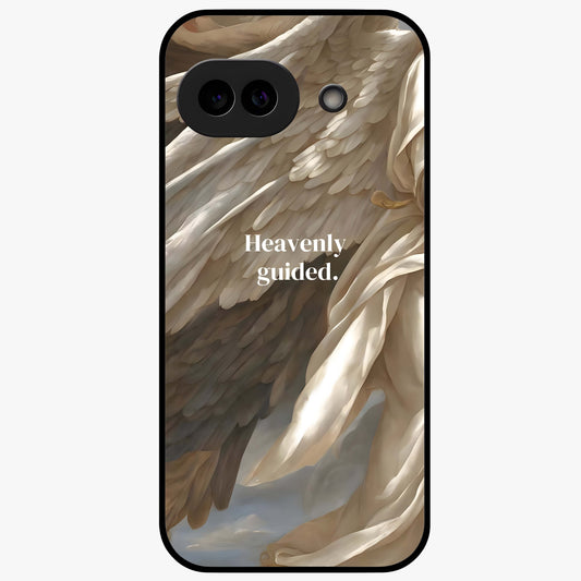 Divine Winged Grace Glass Case showing flat back view with elegant wing inspired artwork and glossy glass finish.