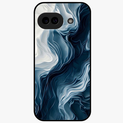 Ethereal Paper Marble Glass Case showing flat back view with soft marble paper texture artwork and glossy glass finish.