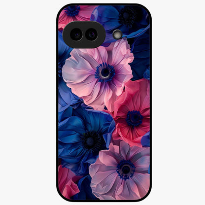 Flower Paper Art Pattern Glass Case showing flat back view with paper cut style floral artwork and glossy glass finish.