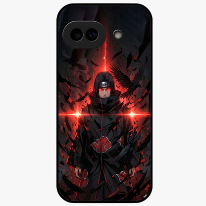Focused Blade Discipline Glass Case showing flat back view with warrior sword themed artwork and glossy glass finish.
