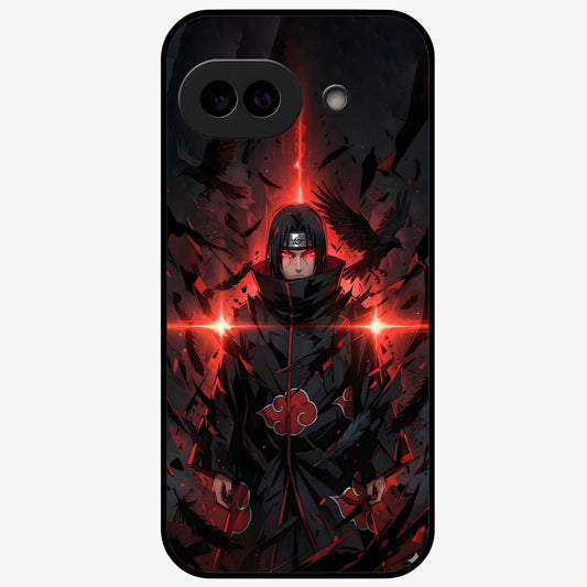 Focused Blade Discipline Glass Case showing flat back view with warrior sword themed artwork and glossy glass finish.