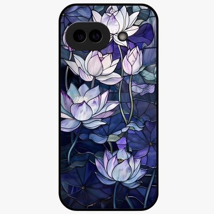 Gloss Petal Rush Glass Case showing flat back view with glossy flower petal artwork and smooth glass finish.