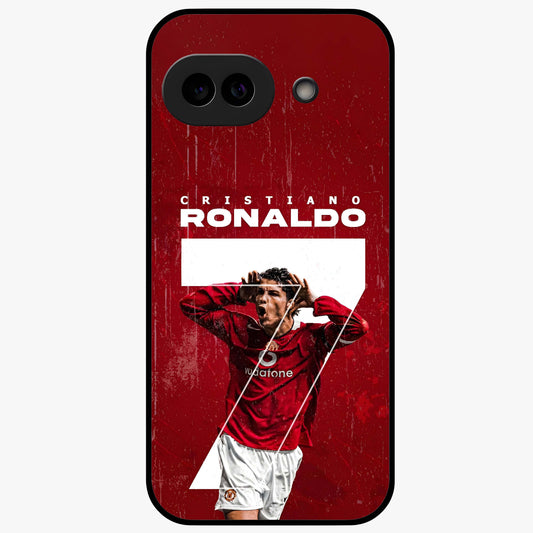 Goal Celebration Legacy Glass Case showing flat back view with football celebration inspired artwork and glossy glass finish.