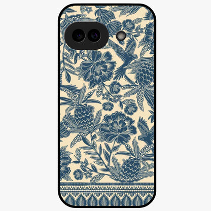 Heirloom Wild Bloom Glass Case showing flat back view with vintage inspired wild flower artwork and glossy glass finish.