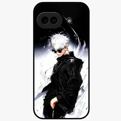 Limitless Shadow King Glass Case showing flat back view with powerful shadow warrior artwork and glossy glass finish.