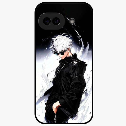 Limitless Shadow King Glass Case showing flat back view with powerful shadow warrior artwork and glossy glass finish.