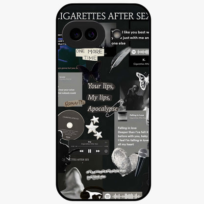 Midnight Love Echo Glass Case showing flat back view with romantic midnight themed artwork and glossy glass finish.