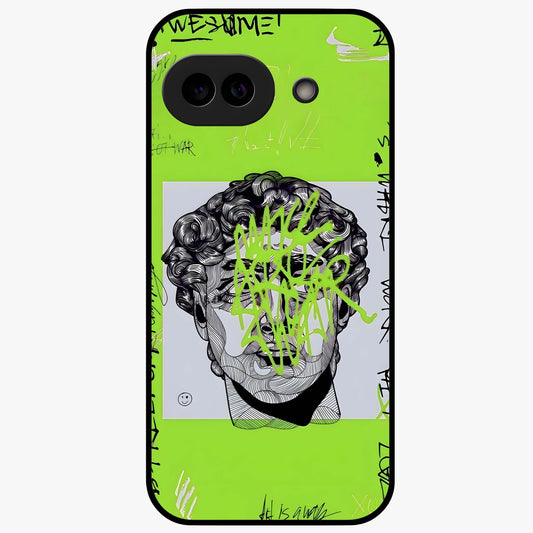 Neo Graffiti Rebellion Glass Case showing flat back view with vibrant graffiti artwork and glossy glass finish.
