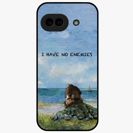 Peace Beyond War Glass Case showing flat back view with symbolic peace themed artwork and glossy glass finish.