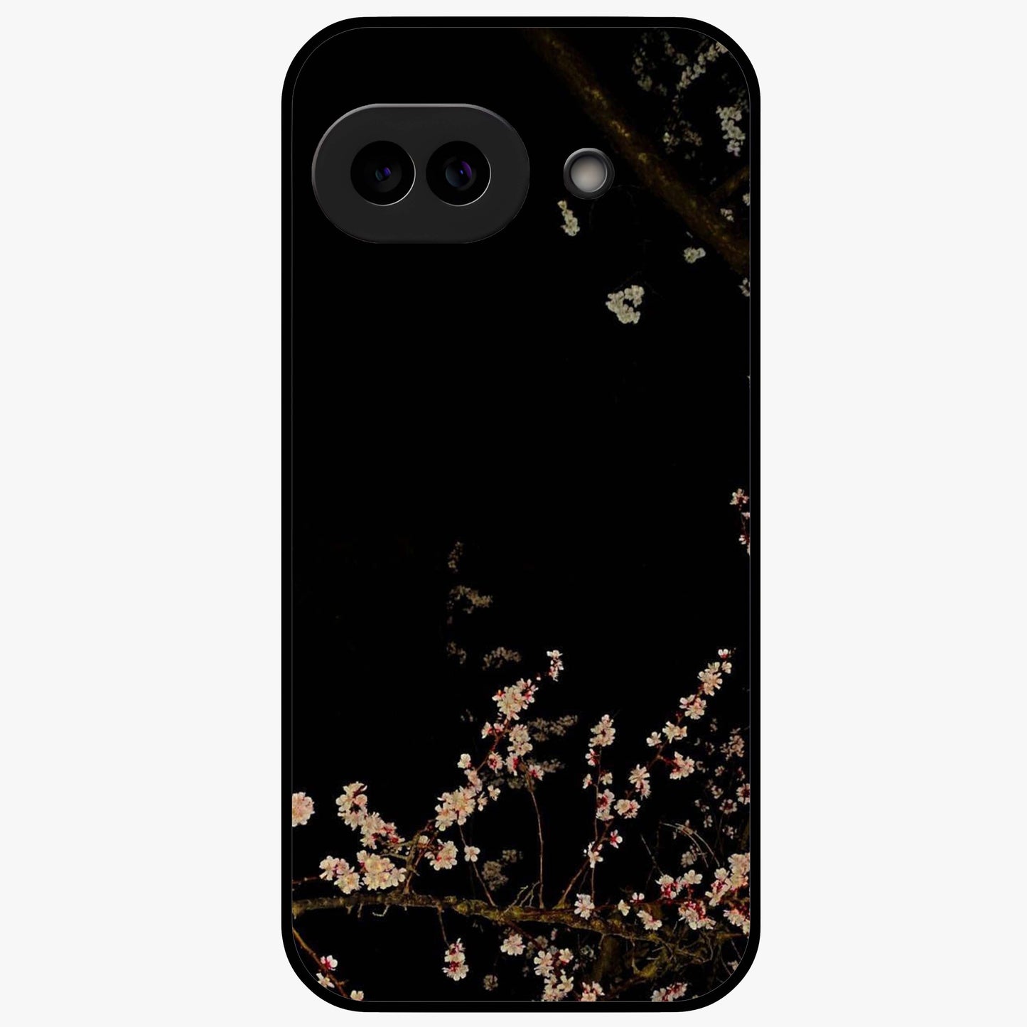 Petal Moon Light With Custom Name Glass Case showing flat back view with floral moonlight artwork and personalized name design.