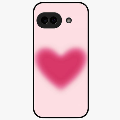 Pink Aura Heart Glass Case showing flat back view with glowing heart artwork and glossy glass finish.