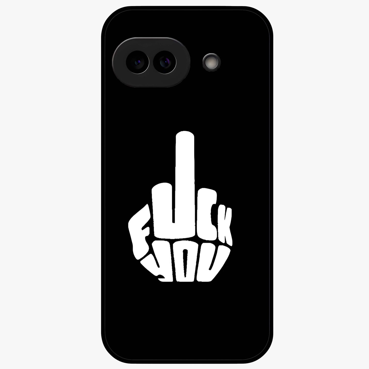 Rebel Mode On Glass Case showing flat back view with bold rebellious typography artwork and glossy glass finish.