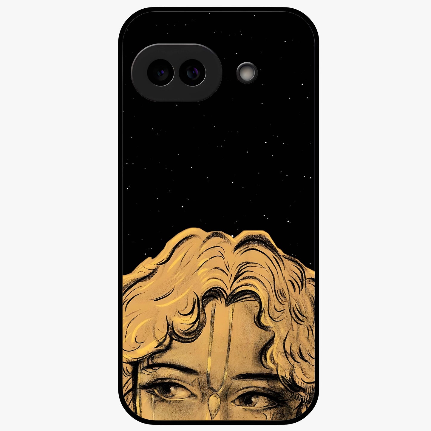 Shri Krishna Art Glass Case showing flat back view with devotional Krishna artwork and glossy glass finish.