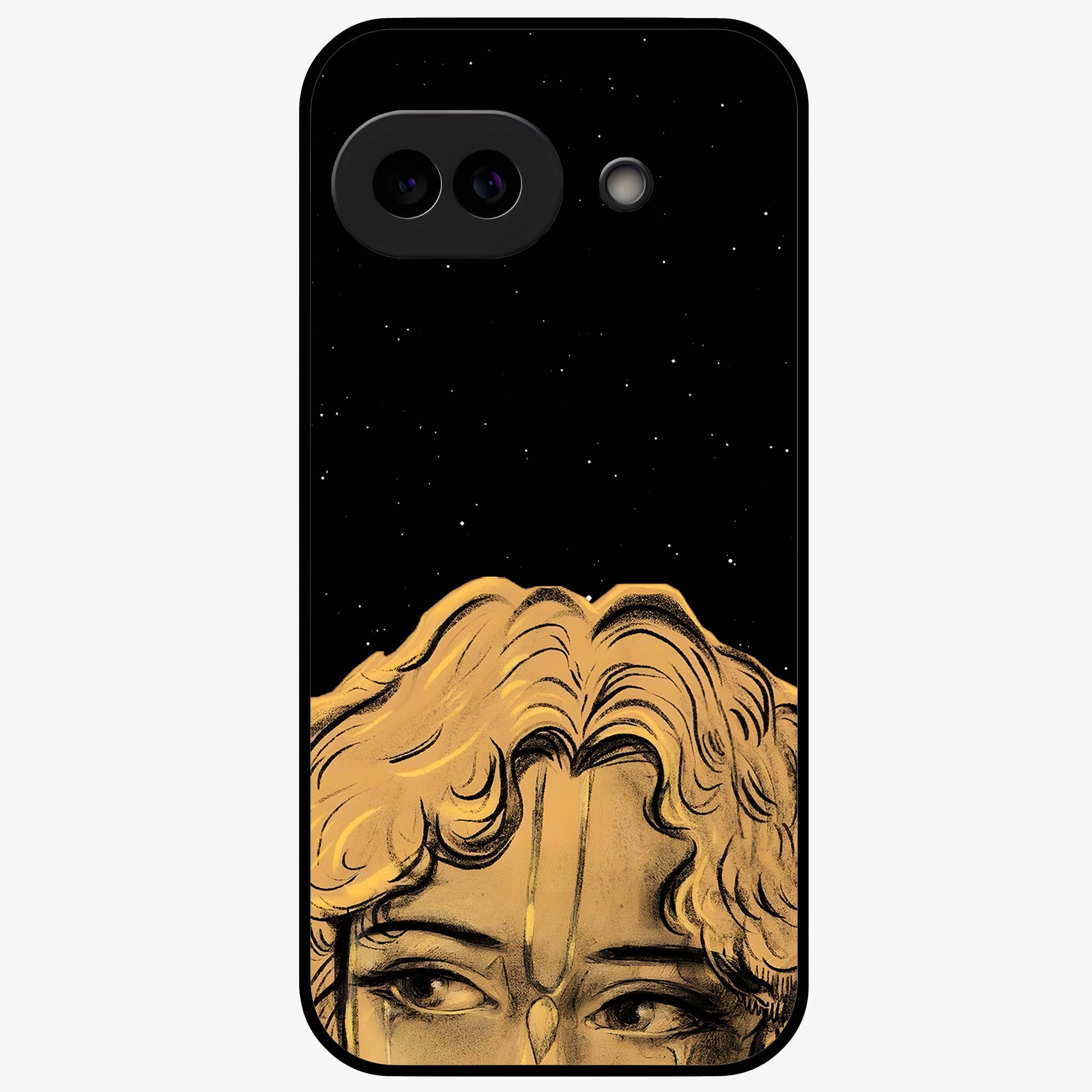 Shri Krishna Art Glass Case showing flat back view with devotional Krishna artwork and glossy glass finish.