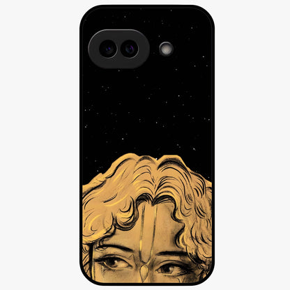 Shri Krishna Art Glass Case showing flat back view with devotional Krishna artwork and glossy glass finish.