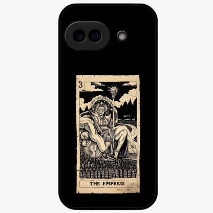 The Empress Glass Case showing flat back view with regal feminine artwork and glossy glass finish.