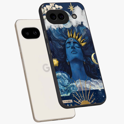 Aesthetic Lord Shiva Glass Case displayed in angled mockup highlighting spiritual Shiva illustration and sacred aesthetic design.