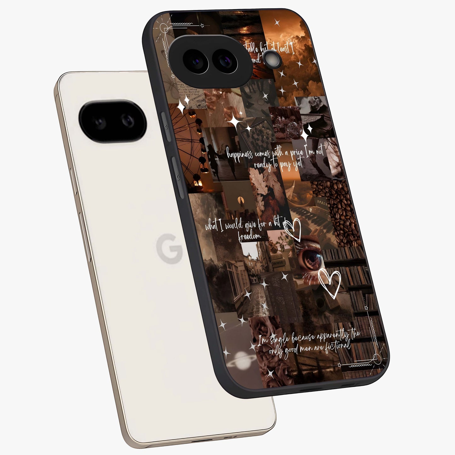 Bittersweet Aesthetic Chaos Glass Case displayed in angled mockup highlighting expressive abstract artwork and edgy aesthetic theme.