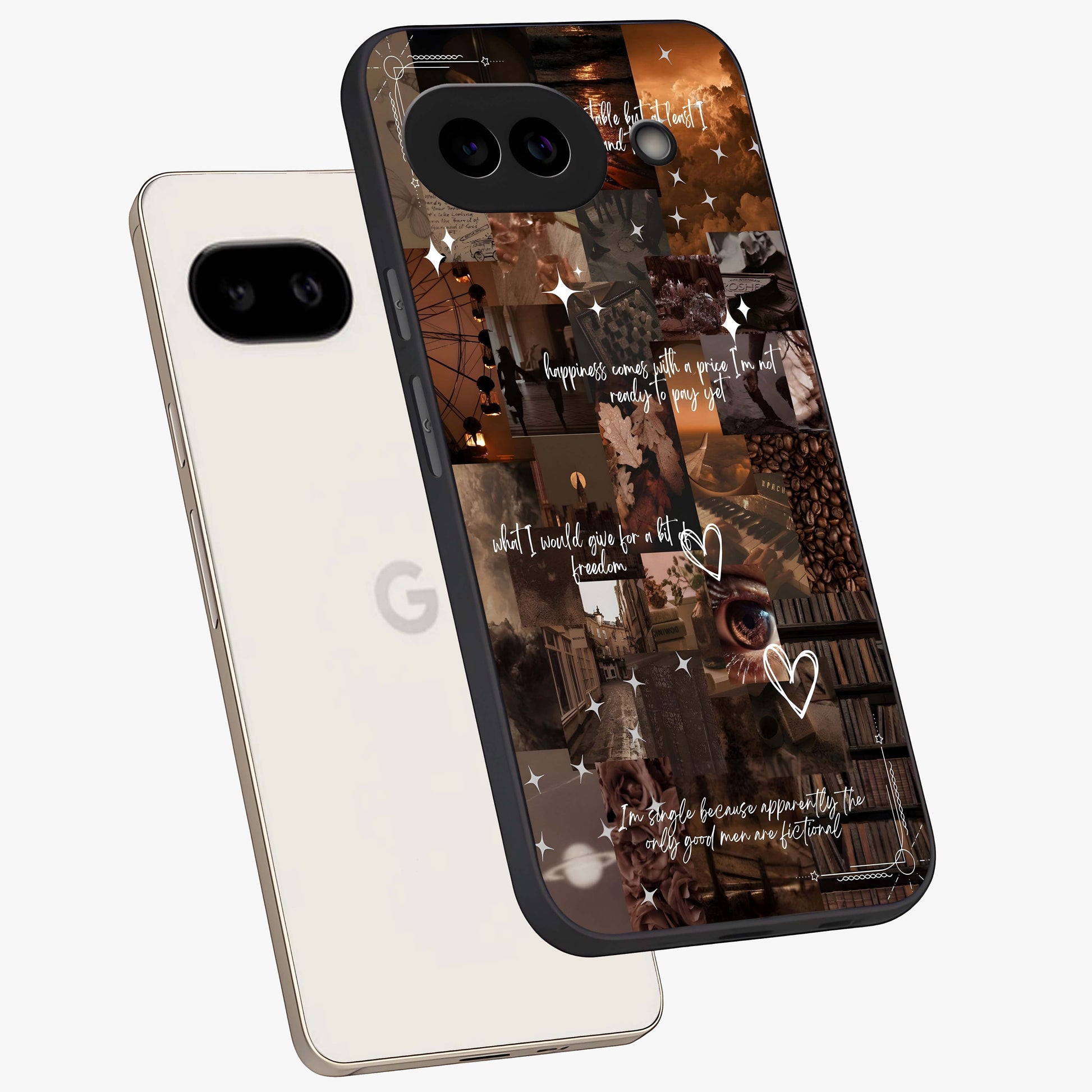 Bittersweet Aesthetic Chaos Glass Case displayed in angled mockup highlighting expressive abstract artwork and edgy aesthetic theme.