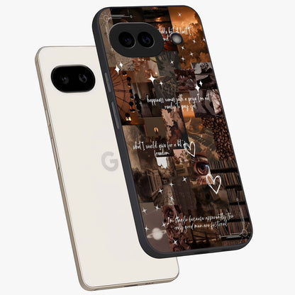 Bittersweet Aesthetic Chaos Glass Case displayed in angled mockup highlighting expressive abstract artwork and edgy aesthetic theme.